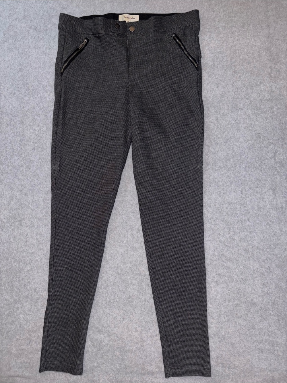 Rewind Houndstooth Tapered Leg with Zip Pockets